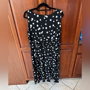 🖤Jessica Howard Black and White Polka Dot Midi Dress, 16W🖤